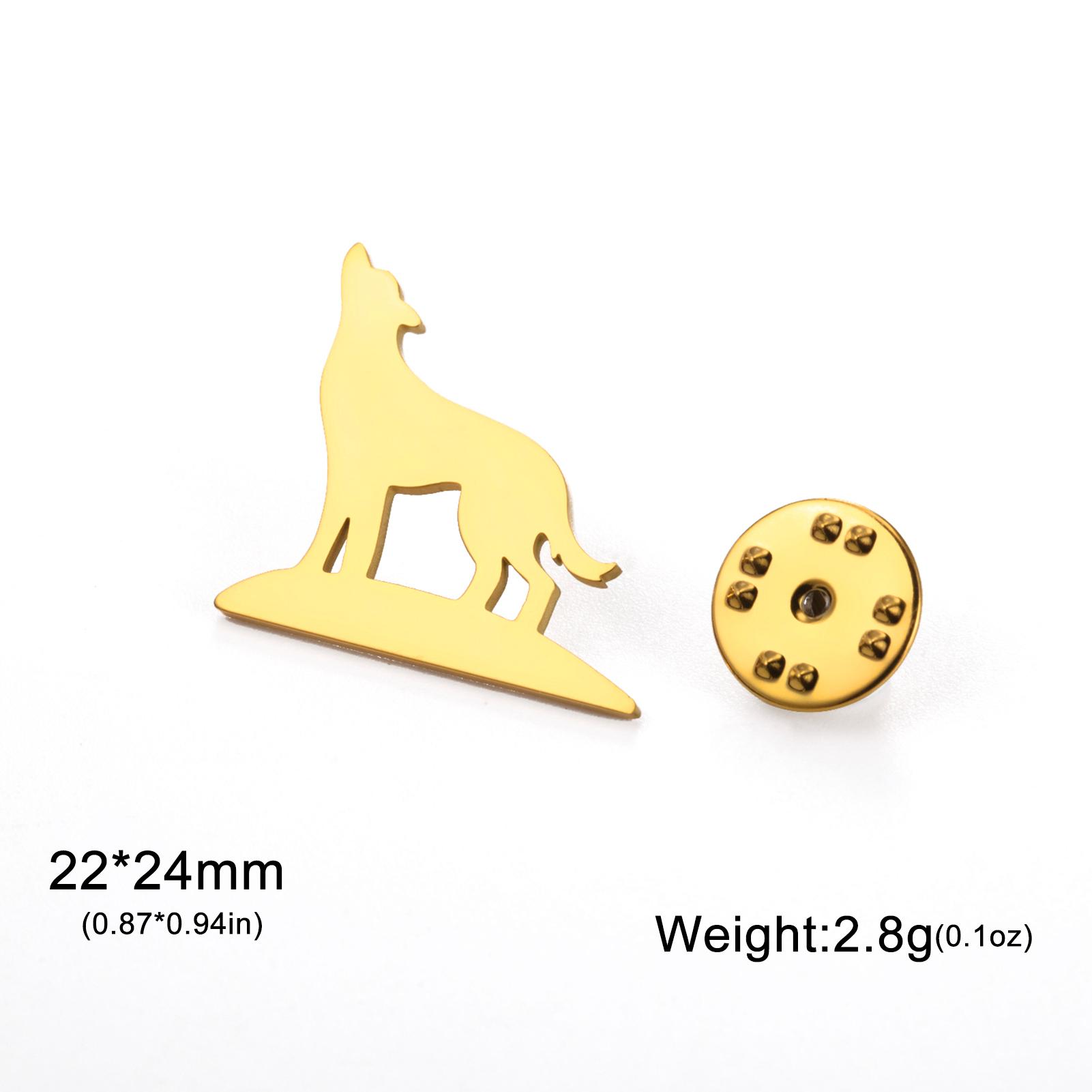 

Punk Howling Wolf Brooch Stainless Steel Gold Plated Animal Badge Pins for Women Men Suit Bag Accessories Fashion Party Jewelry