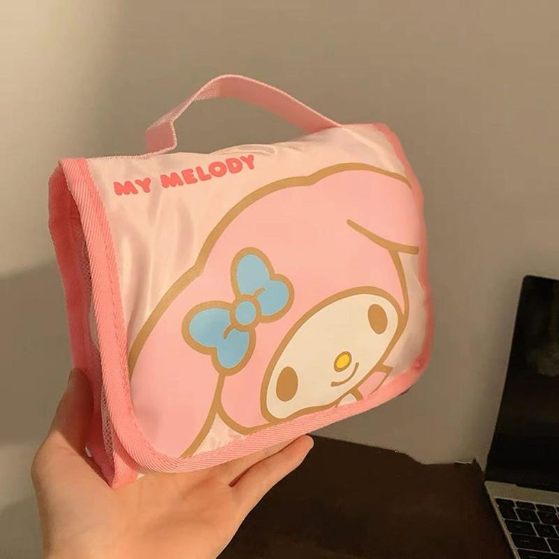 Sanrio Hello Kitty Косметичка Мультяшная Милая Большая Вместимость Складная Хранение Дорожная Сумка Kawaii Портативная Ручная Сумка розовый