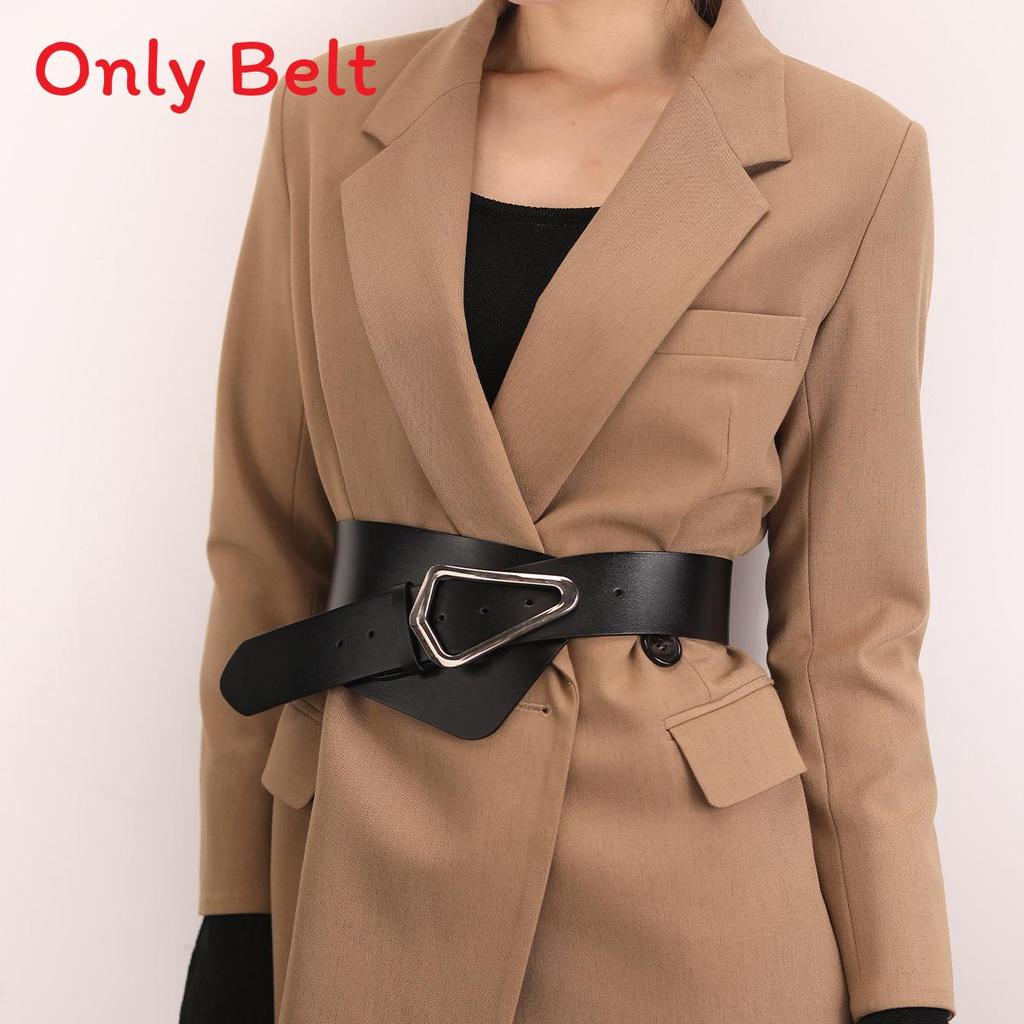 Черный широкий пояс из искусственной кожи с металлическими застежками для модной зимней верхней одежды