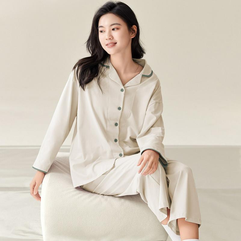 Spring and Autumn Modal Pajamas Women's Autumn Long-sleeved Cardigan Lapel Loose Ladies Home Service Suit Thin Section