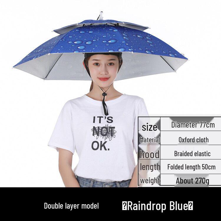 Double-Layer Sun/Rain Umbrella Hat for Adults, UV Protection, Fishing, & Tea Picking