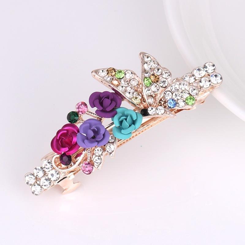 Fashionable Bow Hair Clip, Women's Pearl Flower Crystal Hairpin, Spring Clip Hair Accessory