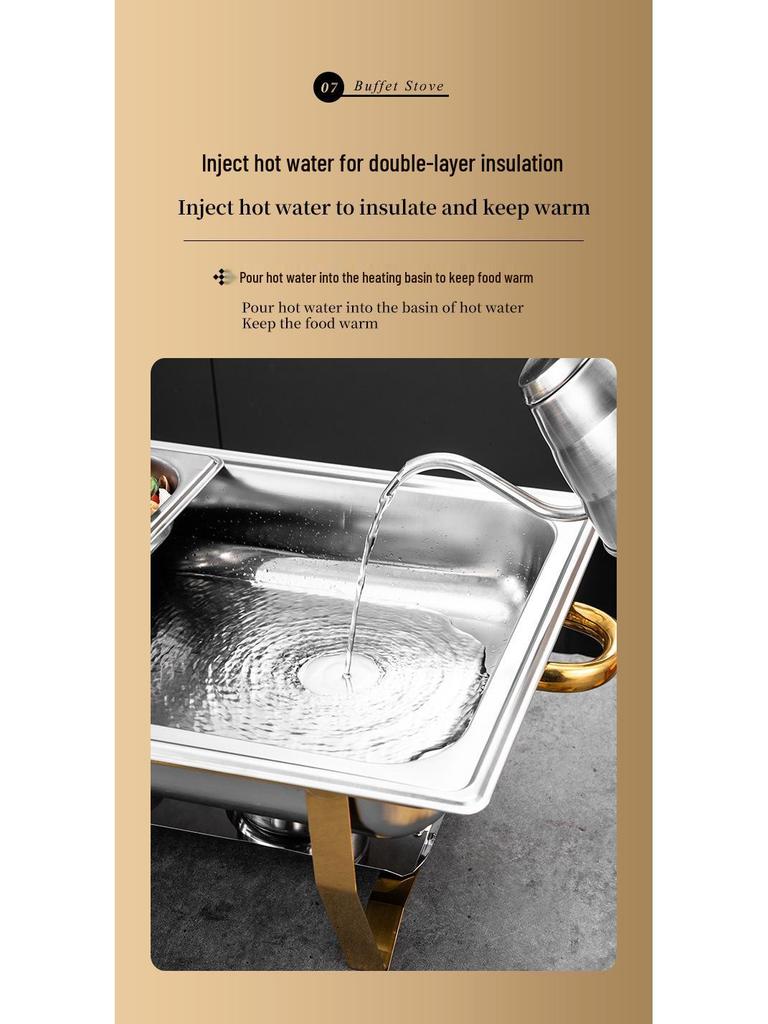 Stainless Steel Folding Buffet Warmer with Insulated Chafing Dish for Hotels and Commercial Use
