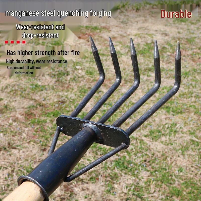 Five-Tooth All-Steel Rake for Beach, Clam Digging, and Gathering Seafood