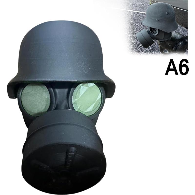 

Крышка сцепного устройства с 3D-печатным стальным шлемом и противогазом. Крышка шара сцепного устройства. Предотвращает ржавление приемной трубы.