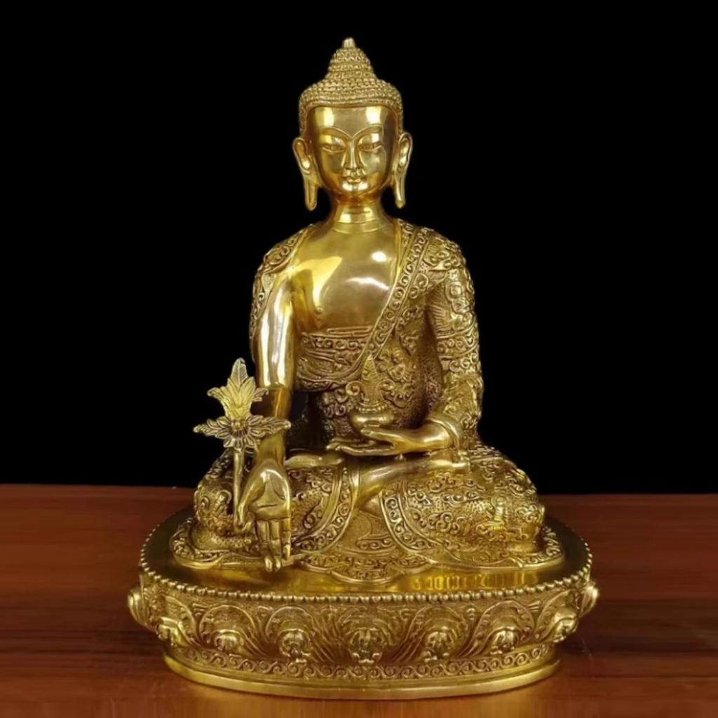 Feng Shui Koppar Tre Skatter Buddha Shakyamuni Apoteksbuddha Hemdekoration
