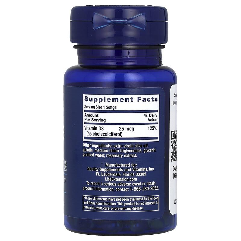 Vitamin D3, 25 Mcg (1,000 IU), 90 Softgels