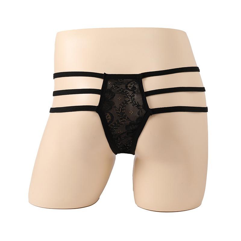 Sissy Pouch Lingerie Panties Men Pearl Bowknot Lace Panties Erotic See Through Thong Sex Naughty Gay Fetis Erotic Underwear