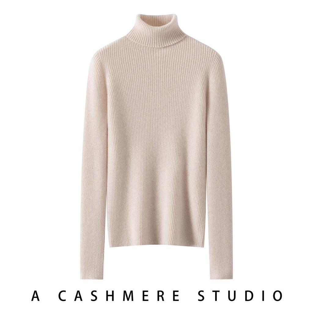 Women's High Neck 100% Pure Cashmere Sweater - Thickened, Slimming, Warm Knit Base Layer