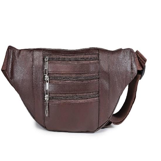 Noora Brown Leather Waist Bag & Pouch For Men's and Women's