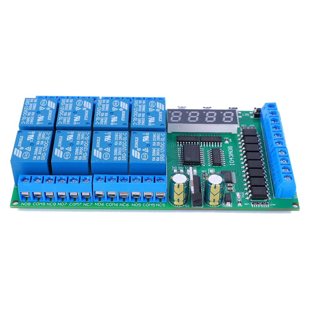 DC 12V 8 Channels Multifunction Timer Time Switch Relay Module Timing Cycle Interlock Self-locking Momentary Bistable