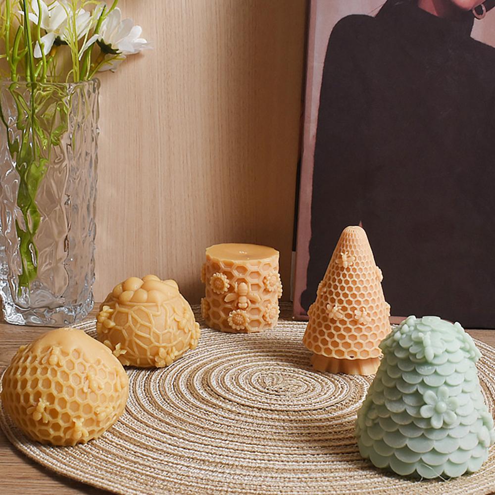 Honeycomb Silicon Candle Mold Relief Flower Bees Gypsum Resin Mold Scent Candle Making for Home Party Decor Gifts Craft Supplies
