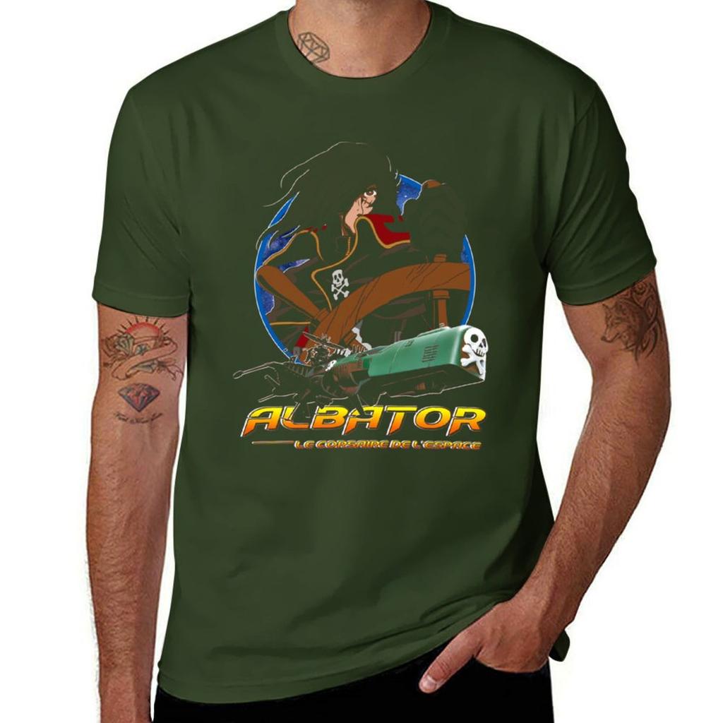 Capitaine Harlock Avec Atlantis - Arcadia - Albator The Space Corsair Essentiel T-Shirt Cute Clothes Blacks T Shirt for Men