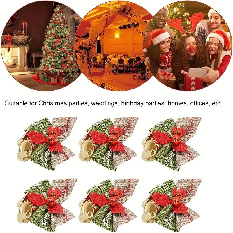 WTEMPO Christmas Mini Ribbon Bow Bell Ornaments Gift Boxes Decorations for Christmas Tree Wedding Birthday Mini Bowknot Bell Craft Presents