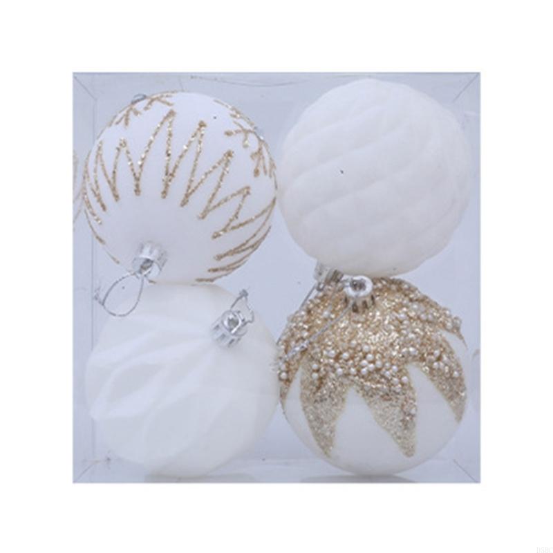 4Pcs Shimmering Christmas Baubles Shatterproof Christmas Ball Hangings Ornament For Tree Wreath Holiday Decoration