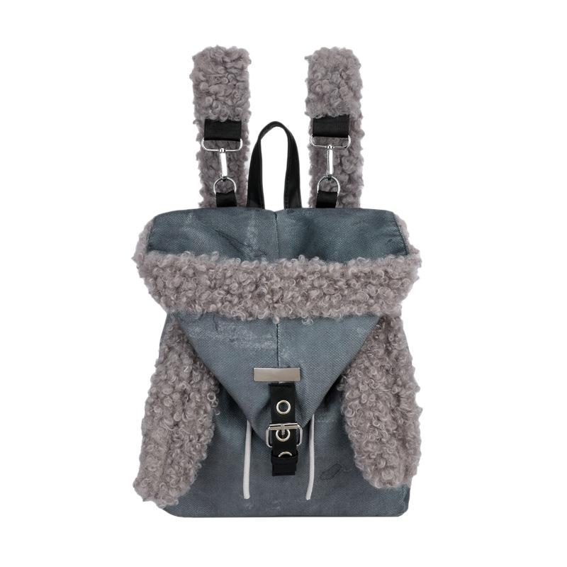 Schoolbag Korean version ins cartoon rabbit ears backpack bag female niche design cute plush high value large capacity backpack