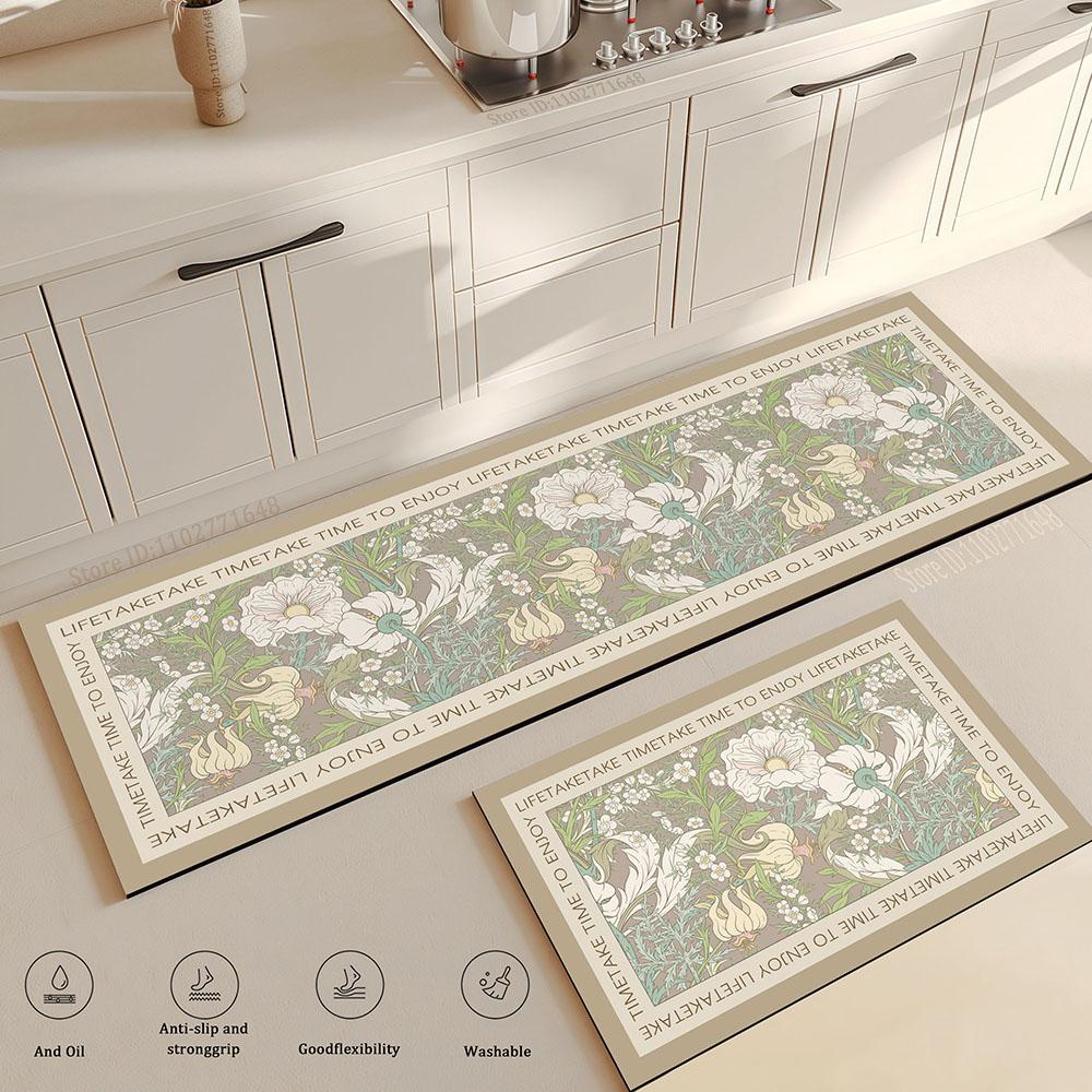 Anti-Vermoeiend Antislip Wasbaar Groen Keuken Vloermat Zacht Lang Tapijt voor Woonkamer Nachtkastje Entree Deurmat Meubelmat 40x60cm and 40x120cm