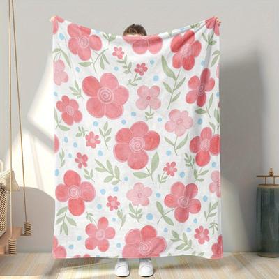 Pink Flower Pattern Throw Blanket Cute Floral Design for Cozy Bedroom Decor KidsRoomStyle Gift for Her