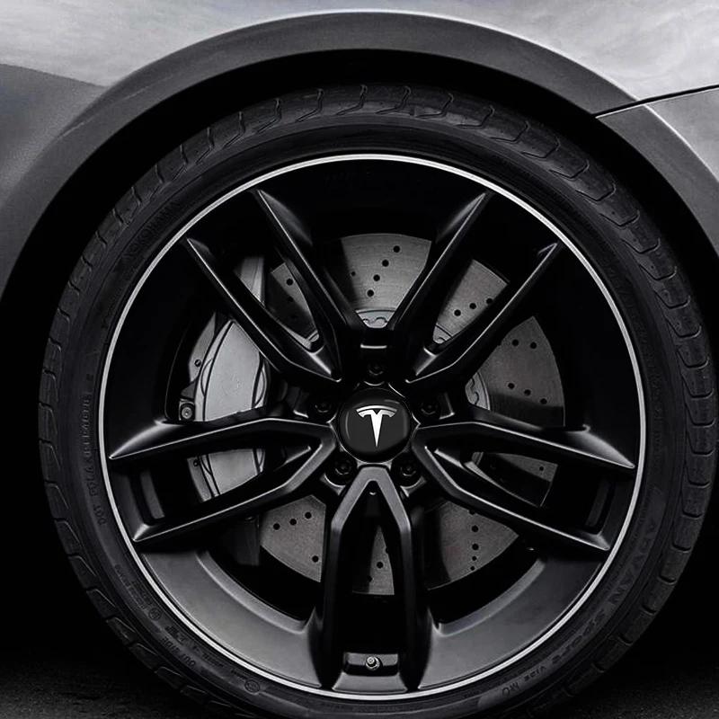 Car Sticker 2025 New Tesla 4PCS 56mm Car Styling Wheel Hub Caps Emblem Badge Stickers Decoration for Tesla Model 3 X S Y Accesso