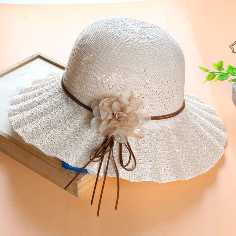 Damen Sommer Sonnenschutz Strohhut mit Gesichtsschutz - Atmungsaktiver Strandhut im koreanischen Stil