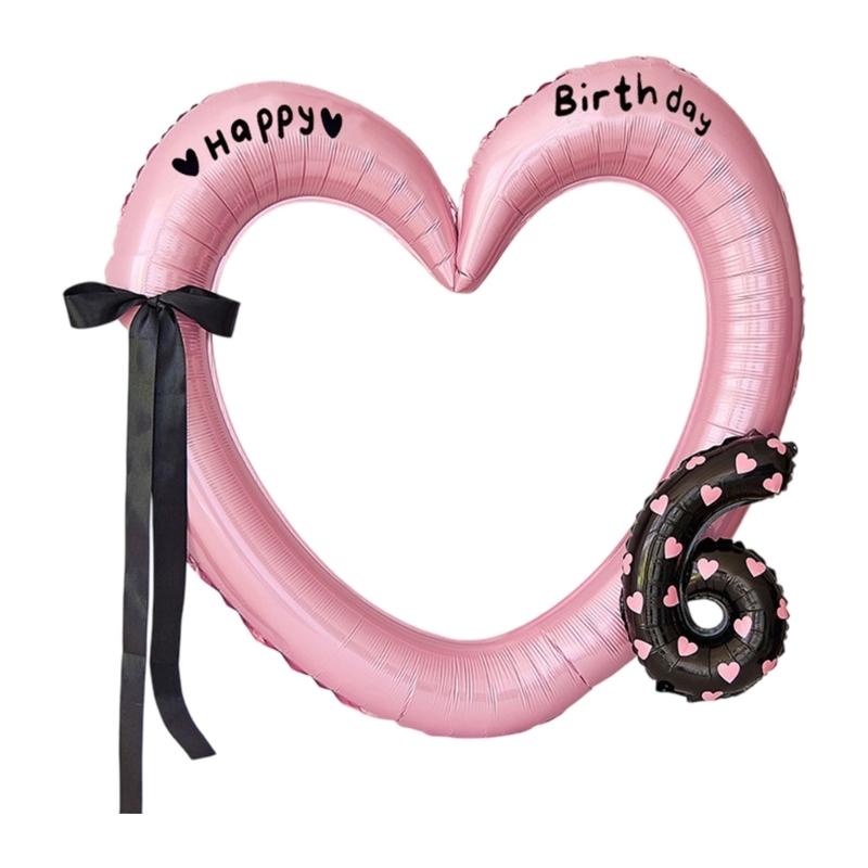 Oversized Heart Frame Balloon Birthday Balloon for Birthday Celebration Baby Showers Wedding Backdrops Embellishment