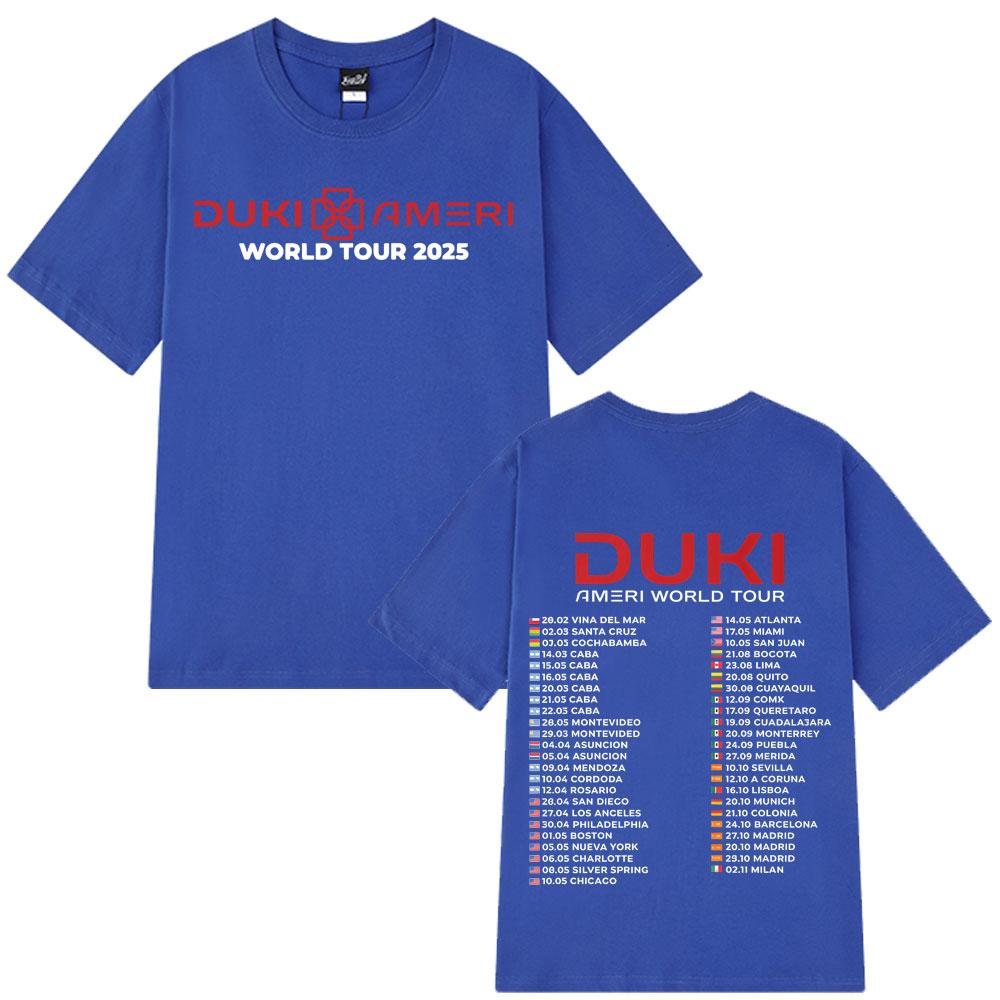 2025 Summer Rapper Duki Ameri World Tour Men Women 100% Pure Cotton Printed T-shirt Oversized Harajuku Streetwear Man T Shirts