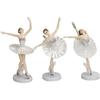 3pcs Ballet Girls Figurine Dancing Grils Statue Ballet Dancer Ornaments for Wedding Birthday Party Favors - White
