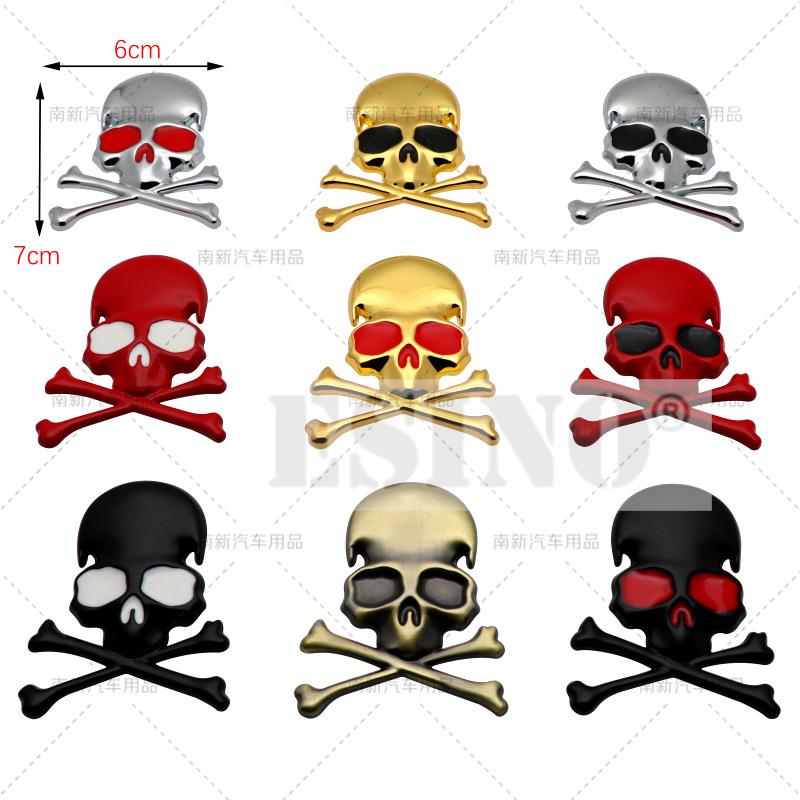 1 Stück Auto Styling Lustiger Totenkopf 3D Metall Chrom Zinklegierung Klebendes Emblem Auto Karosserie Kofferraum Kotflügel Abzeichen Aufkleber Decal Auto Zubehör