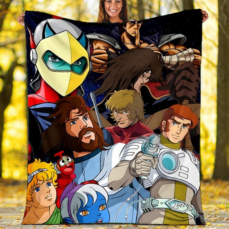 1pc UFO Robot Grendizer5 Theme Blanket - Digital Print, Polyester, Cozy for All Seasons, Perfect for Outdoor, Camping, and Travel