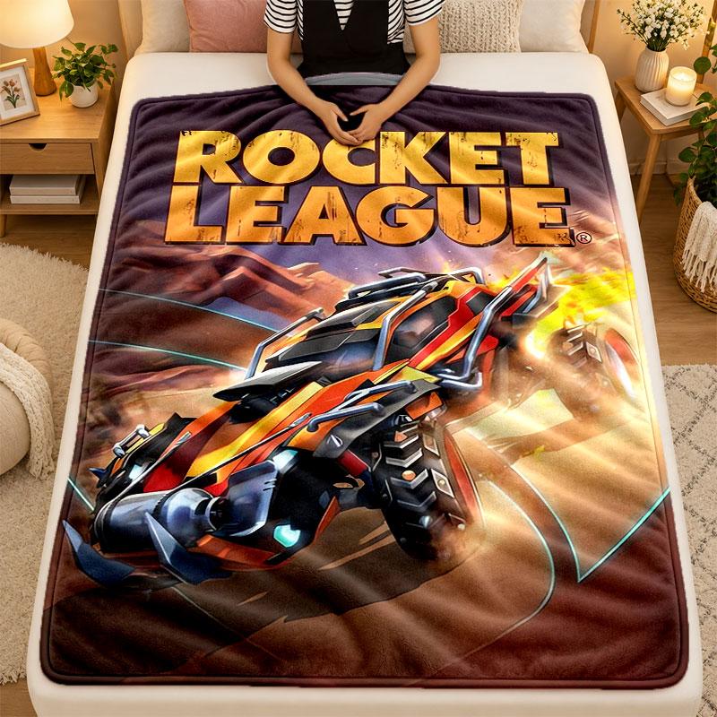 Flannel BlanketRocket League Warm Soft Throw Blanket for Indoor Sofa Bed Living Room Use