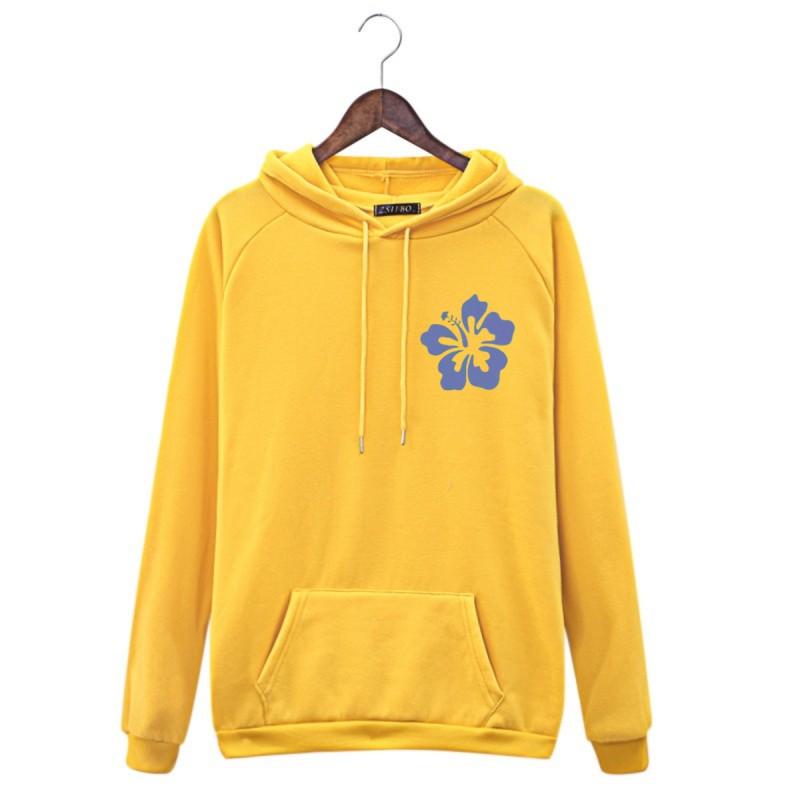 Womens Oversized Streetwear Hoodie With Floral Numeric Letter Print Long Sleeve Pullover