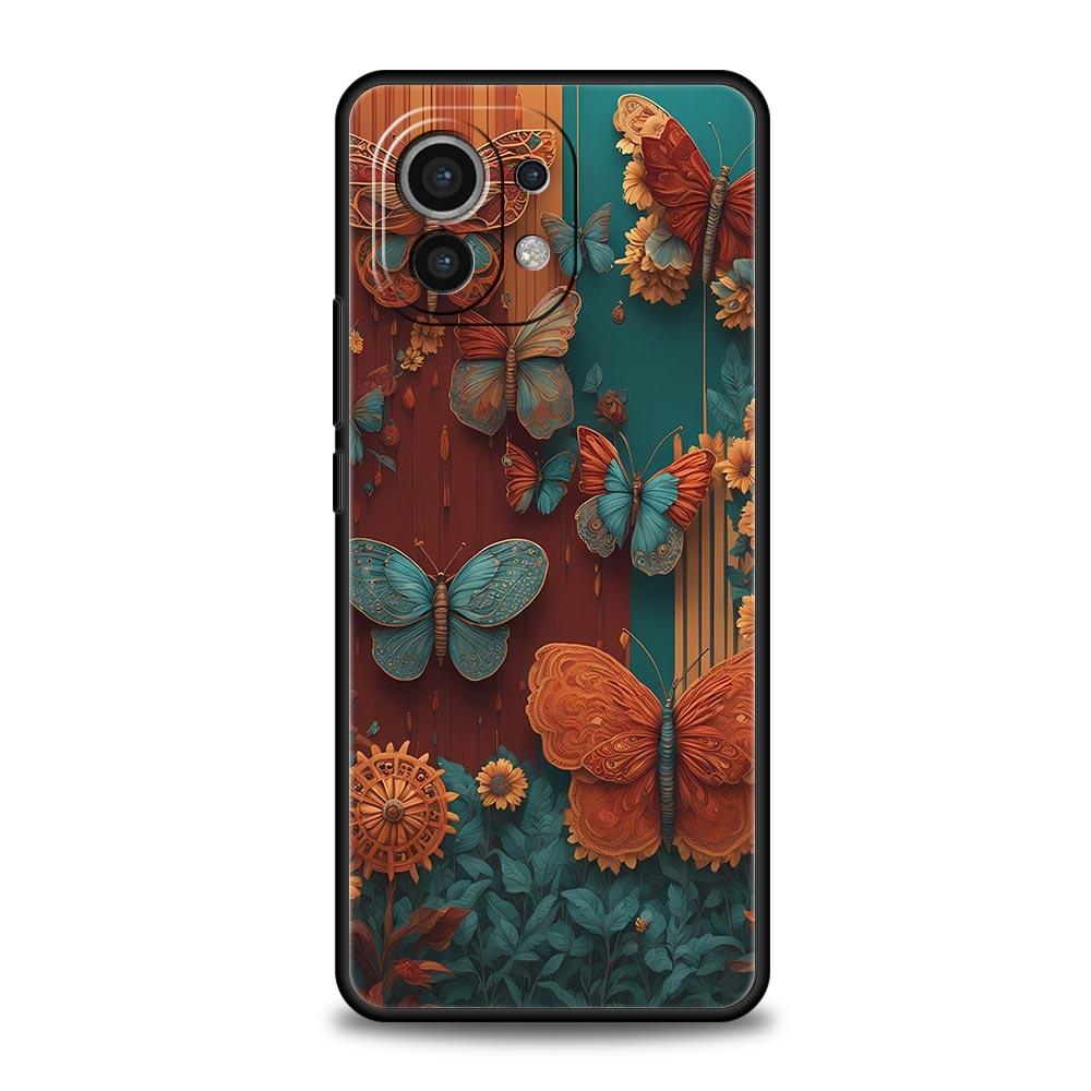 Fashionable Butterfly Flower Phone Case Cover for Xiaomi Mi 17 Pro Max 15 14 13 12 11 Ultra 15T 14T 13T 12T Pro Lite Soft TPU