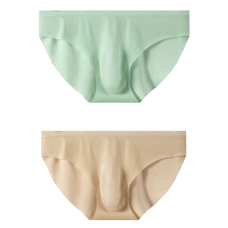 2 Pcs Ice Silk Seamless Briefs For Men Ultra-thin Breathable Stretchable Underpants Fashion Comfortable Underwear L-3XL