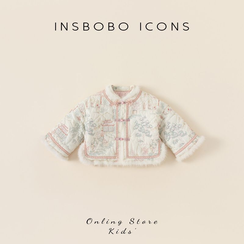 Hanfu Style, New Chinese Style Cotton Clothing, Tang Suit, Autumn and Winter Cotton Jacket for Girls, Children s New Year Traditional Style Coat New Chinese Style Top 100