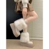 Gray retro thick-soled fluffy snow boots women's winter velvet warm outer wear Northeast cotton shoes