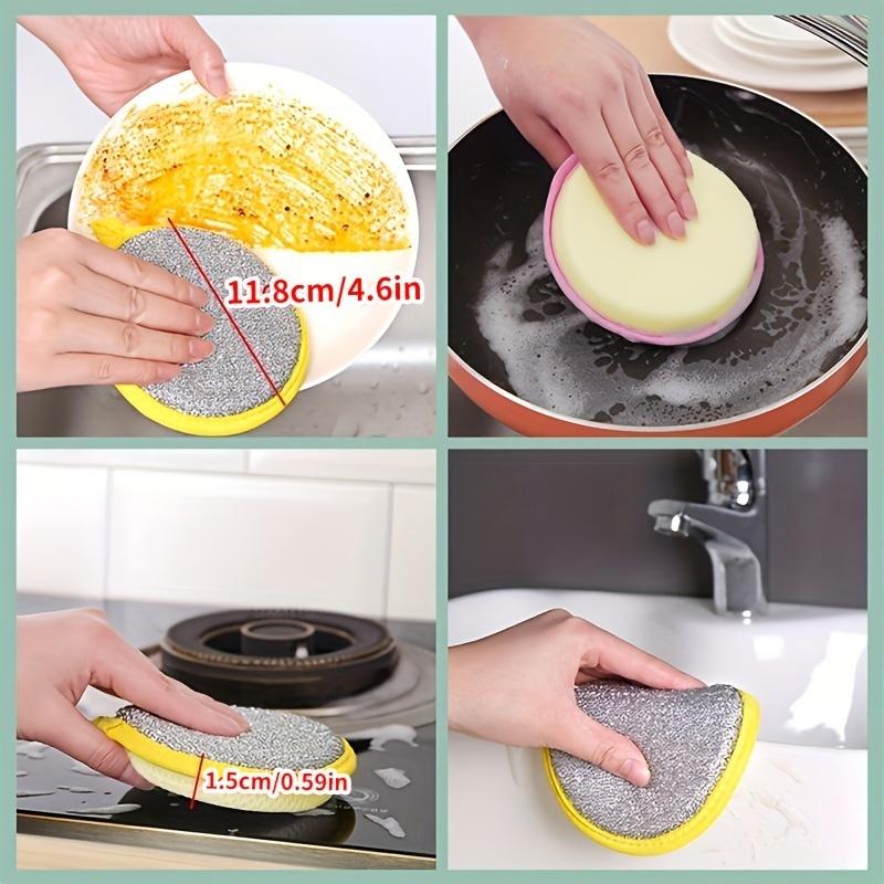 12pcs Kitchen Scrubbing Sponges - Double-Sided Non-Scratch Scrubbing Pads for All-Purpose Cleaning, Reusable and Washable Dishwashing Brushes