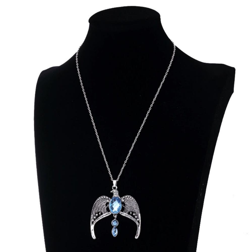 Classic Magic Necklace College Vintage Eagle Crown Blue Crystal Crown Pendant Necklace Movie Jewelry Gift Party Accessory