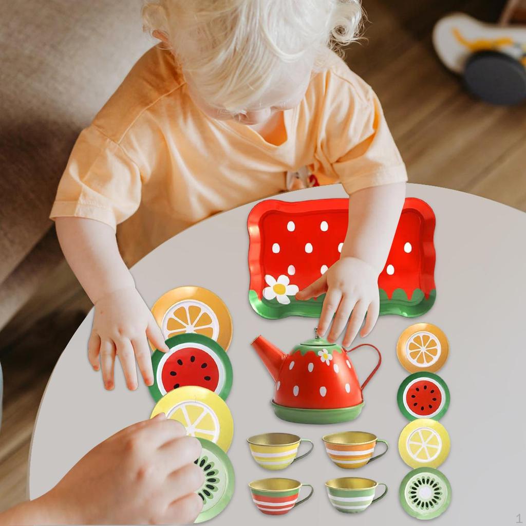 Nachmittagstee-Set Spielzeug Kleinkinder Pädagogisch Prinzessin Teekanne Tassen Tablett für Alter 3 4 5 6