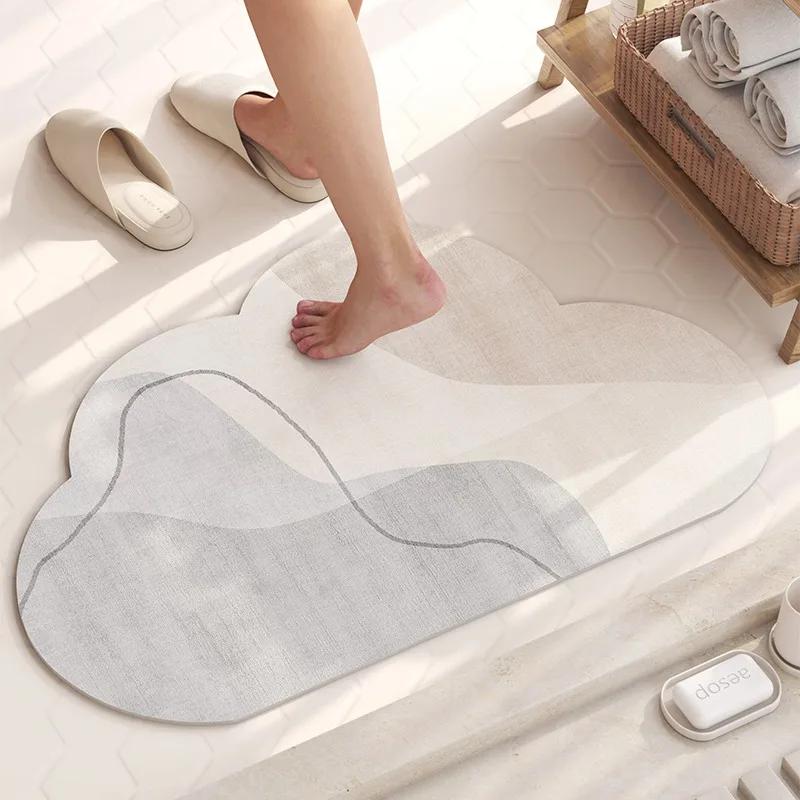 Non-slip Bathroom Carpet Strong Absorbent Beige Stripes Floor Mat Home Decor Toilet Entrance Rug Alfombra De Baño