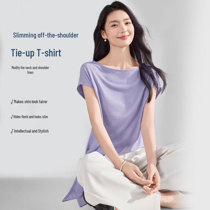 IHIMI Women s Off-Shoulder Tie-Front Knit Top XL