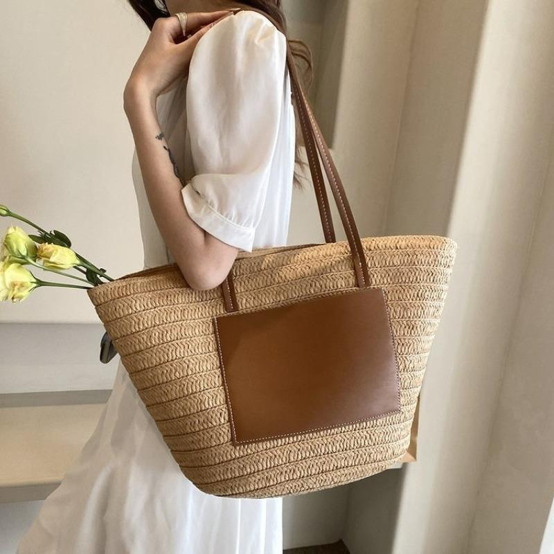 New High-end Straw Bag Woven Bag Large-capacity Shoulder Tote Bag Women's Seaside Vacation Beach Bag