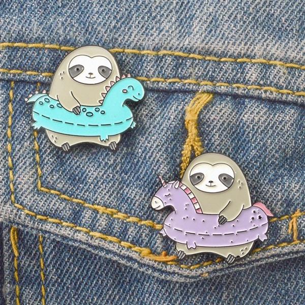 Unique New Fashion Cartoon Sloth Enamel Pin Badge In Mint Green For Trendy Collectors