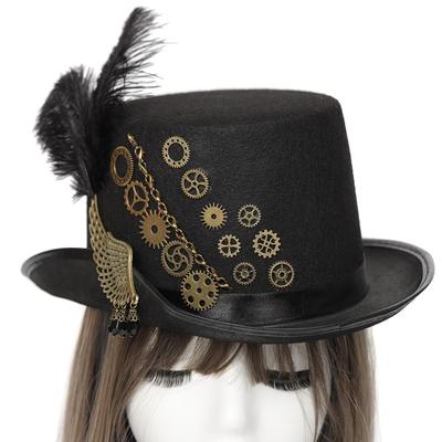 Steampunk Silindir Şapka Erkekler ve Kadınlar için Gözlük Ayrılabilir Aksesuarlar Gotik Şapka Kemer erkek Kovboy Şapkası Perçin Kap Gözlük Kukuletası Perçin Kap