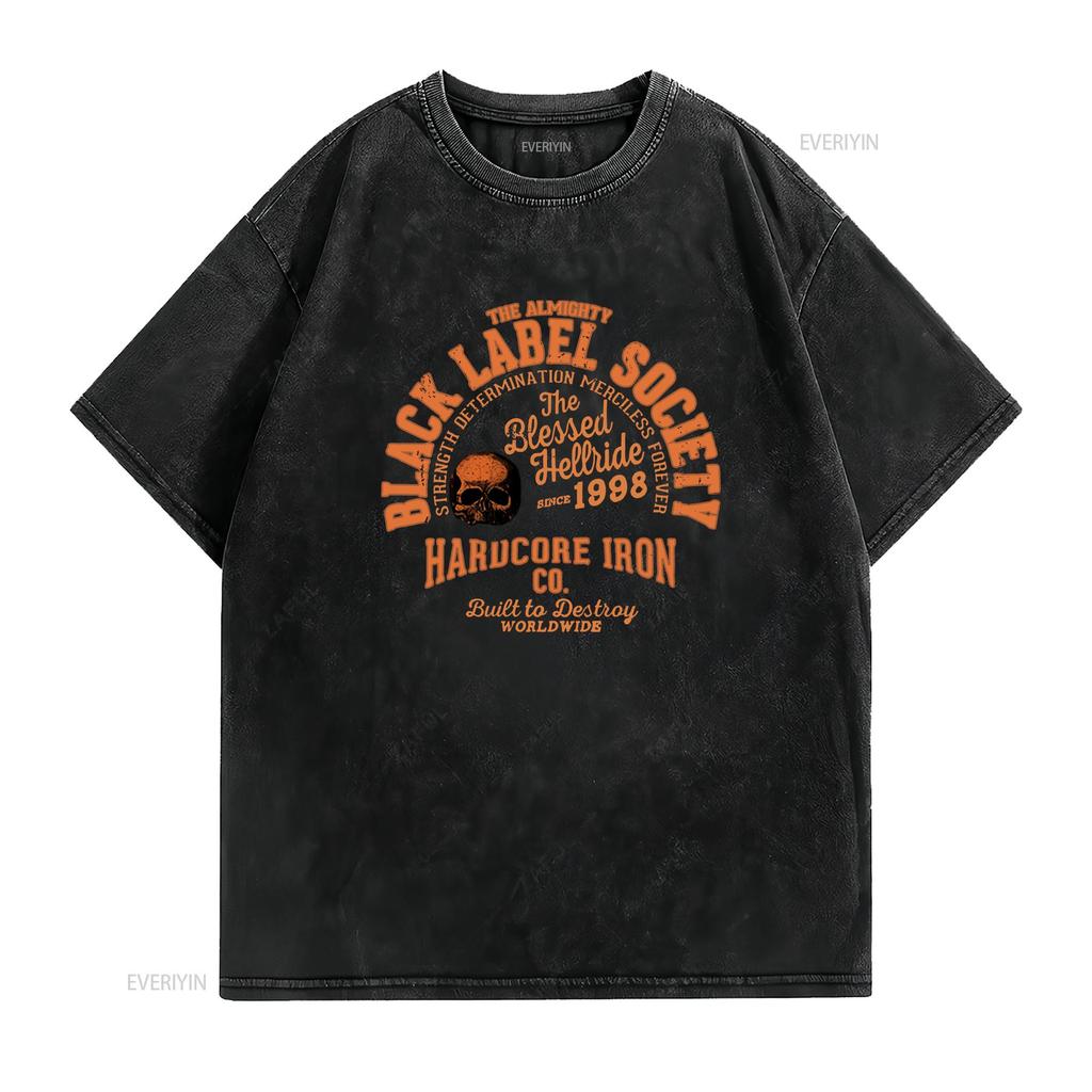 T-shirt Black Label Society Hardcore Hellride stampa posteriore vintage Lavata Traspirante Comoda Leggermente Unisex streetwear