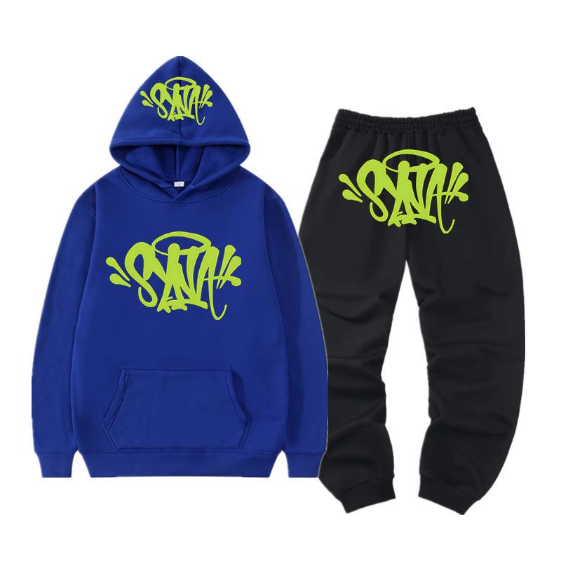 SynaWord High Street Y2K European and American Suit Men's Trend Hip Hoodie Syna Printed Sweater Pants