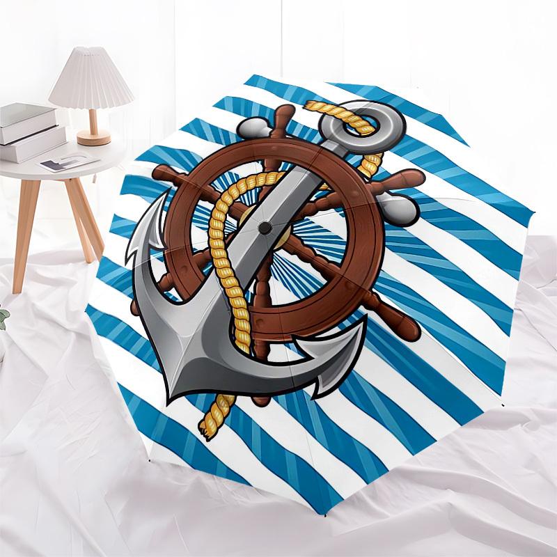 

1pc Nautical Anchor Wheel Umbrella with Plastic Handle,Compact & Stylish,Cartoon Pattern,Outdoor UmbrellaPT444