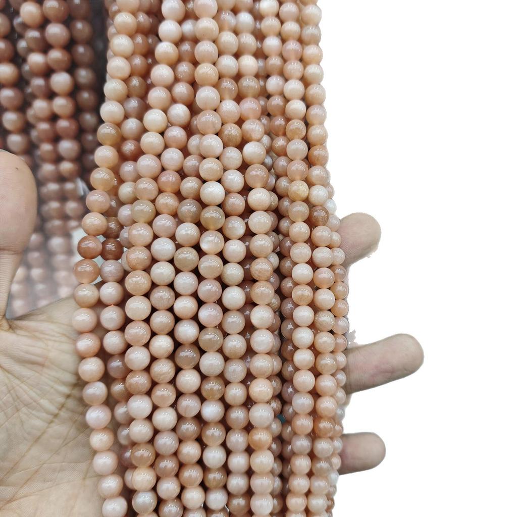 5A Sunstone, Orange Moonstone & Labradorite Round Beads - Semi-Finished Bracelet