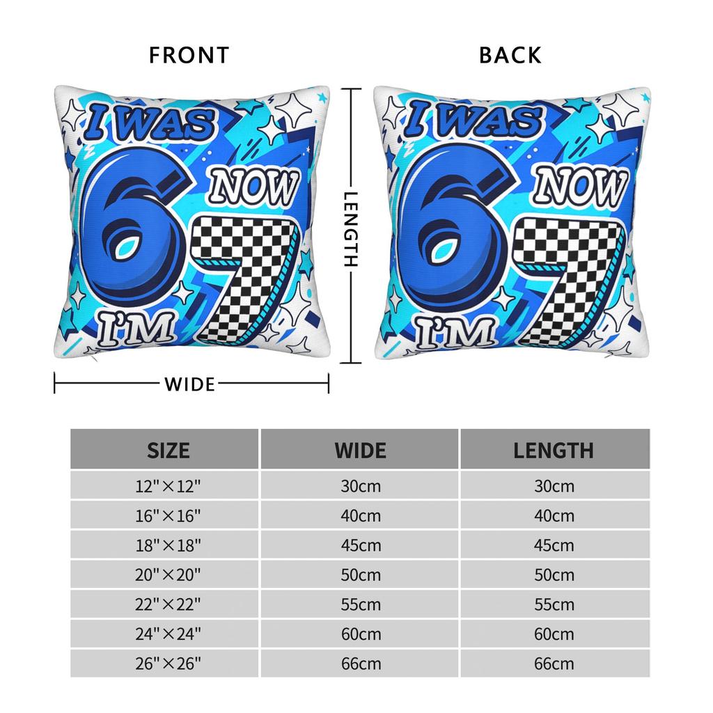 Blue Checkered I was 6 Now Im 7 67 Meme Pillow Case  Funny Pillow Cover Soft Pillowcases For Living Room Chair