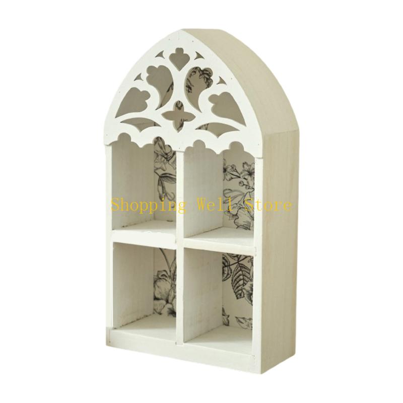 KX4B MultiLayer Wall Shelf French Quatrefoils Frame Precise Carveds Home Decors