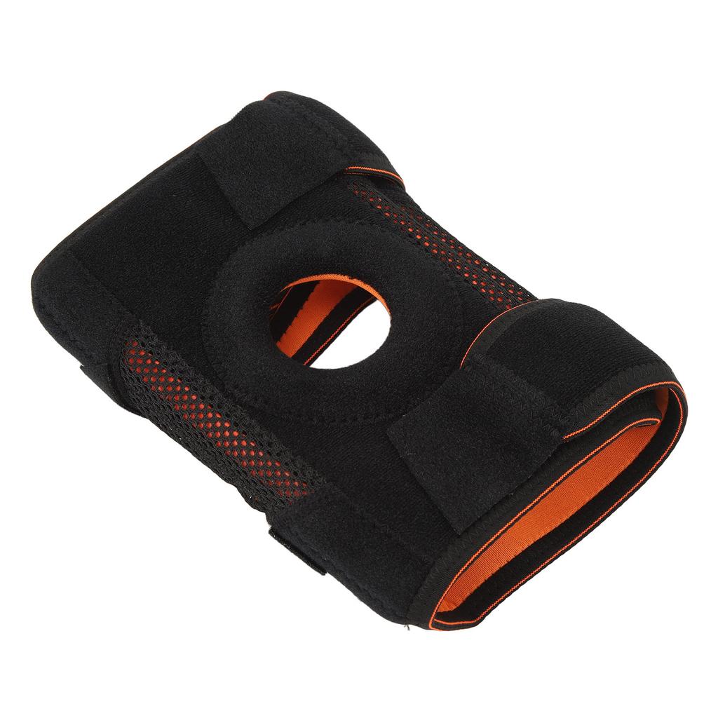 Black Unisex Sporting Knee Support Adjustable Silicone Spring Hollow Open Type Knee Brace